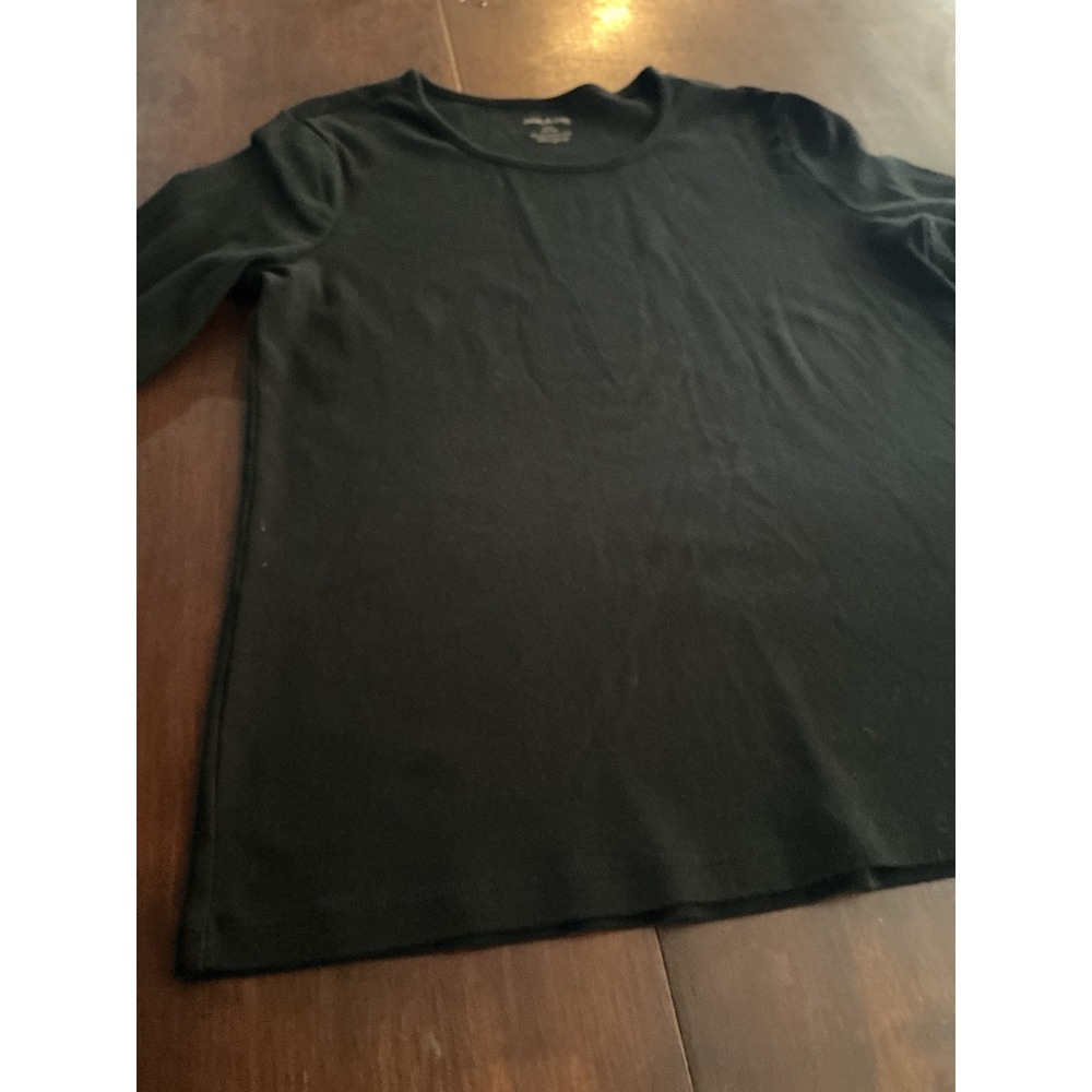 White Stag Black Long Sleeve 100% Cotton Crew Neck Tee Shirt Large 12-14
